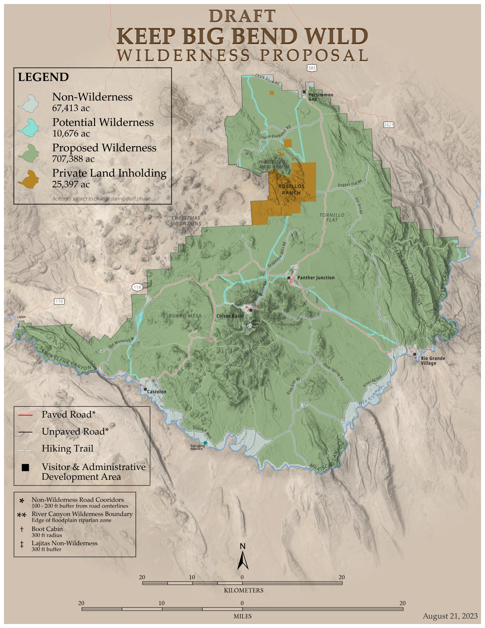 Keep Big Bend Wild Wilderness Proposal Map