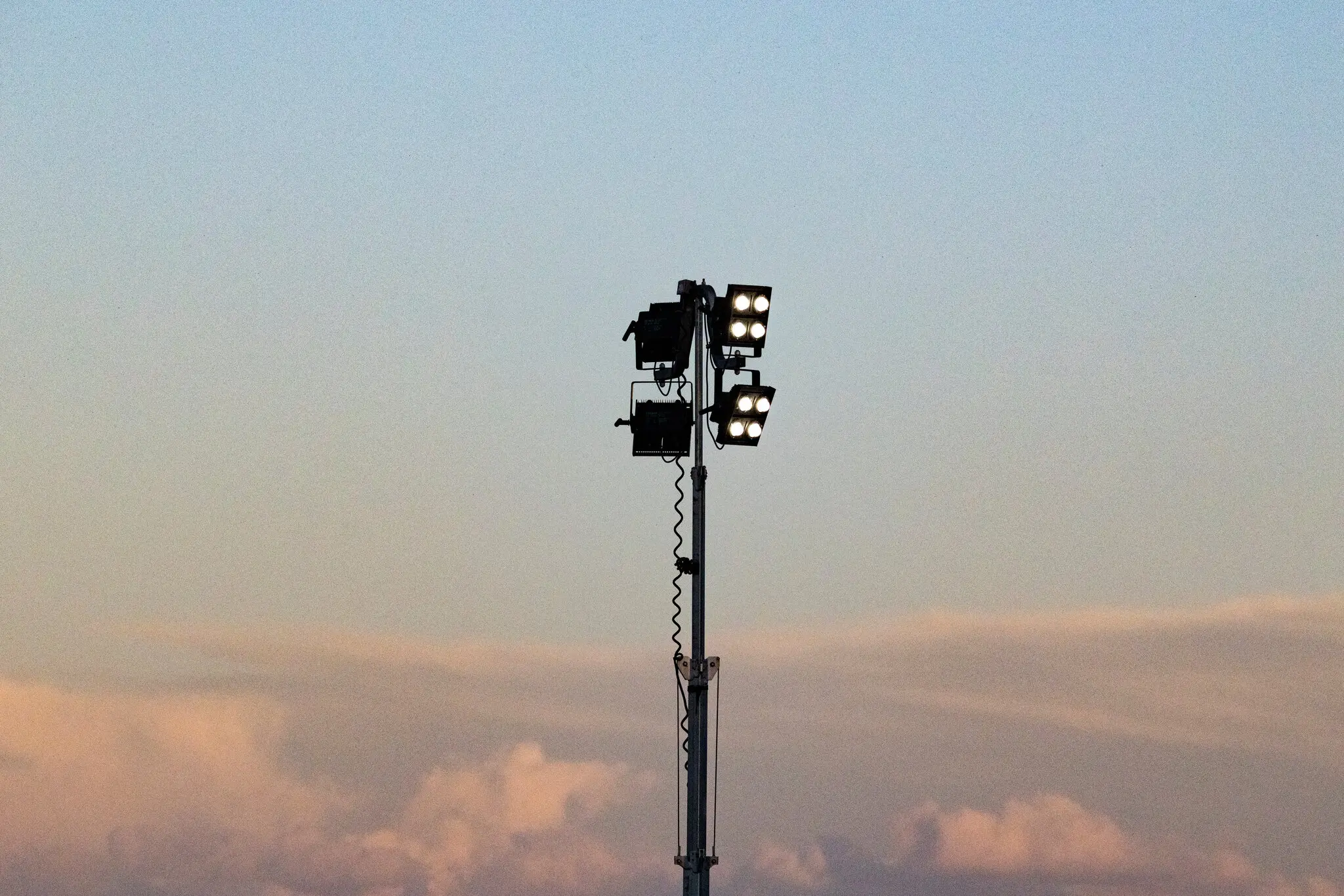 Portable floodlights near the U.S.-Mexico border near the Fabens area outside El Paso.