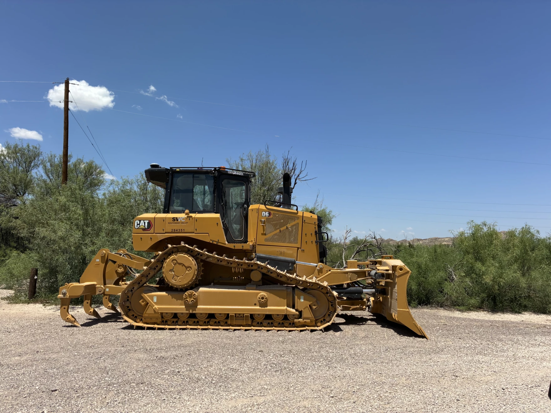 A bulldozer at Cottonwood Campground. Photo credit Mary Cantrell/Marfa Public Radio