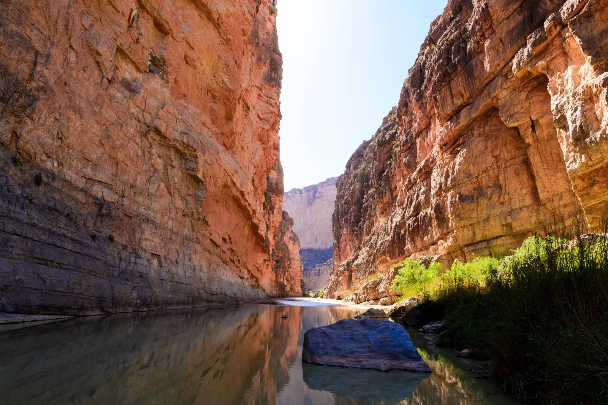 View from insisde Santa Elena canyon in Big Bend National Park in Texas. Photo via Shutterstock / yggdrasill