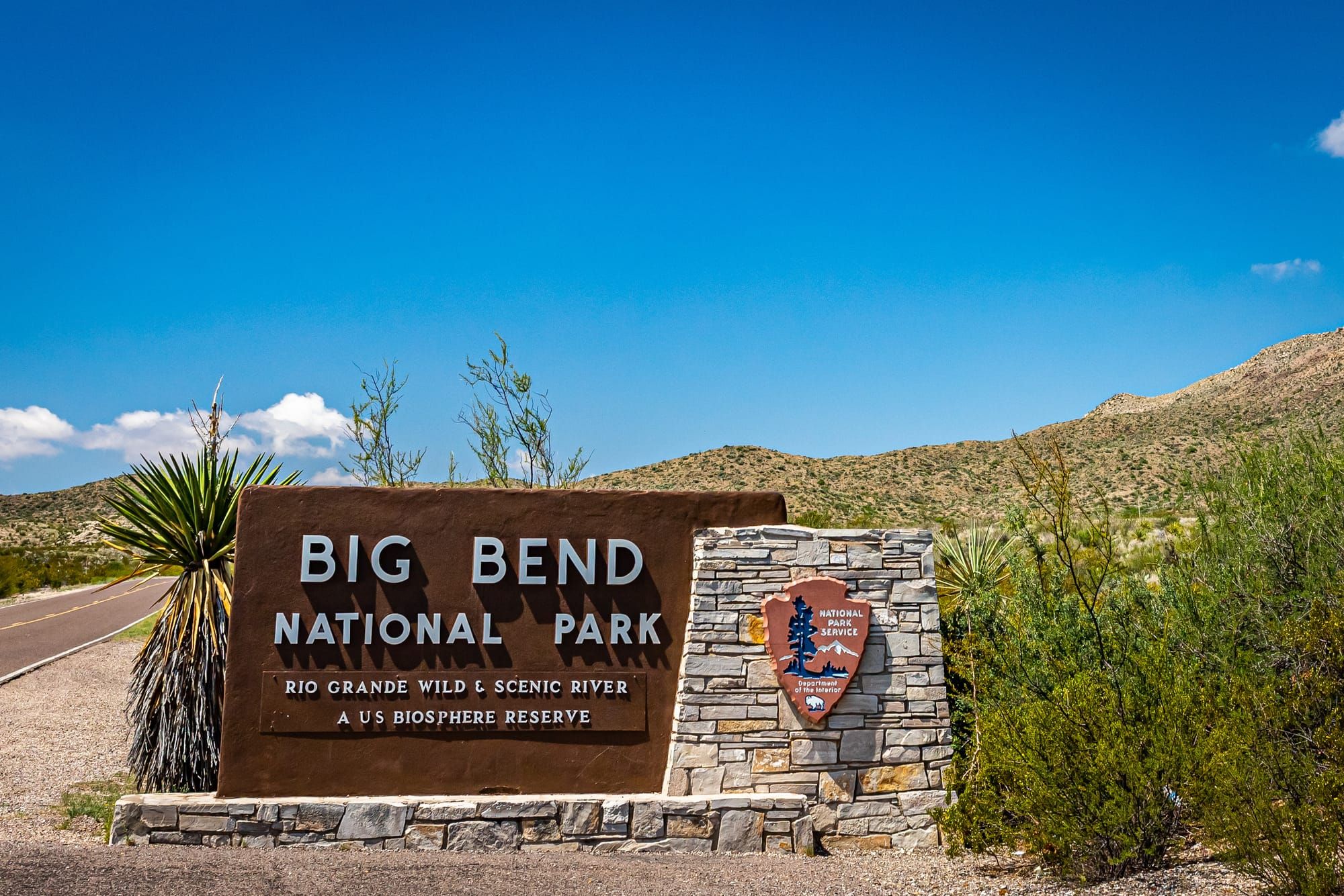 The entrance sign at Big Bend National Park in West Texas, where U.S. Customs and Border Protection paused border construction Monday. (File Photo)