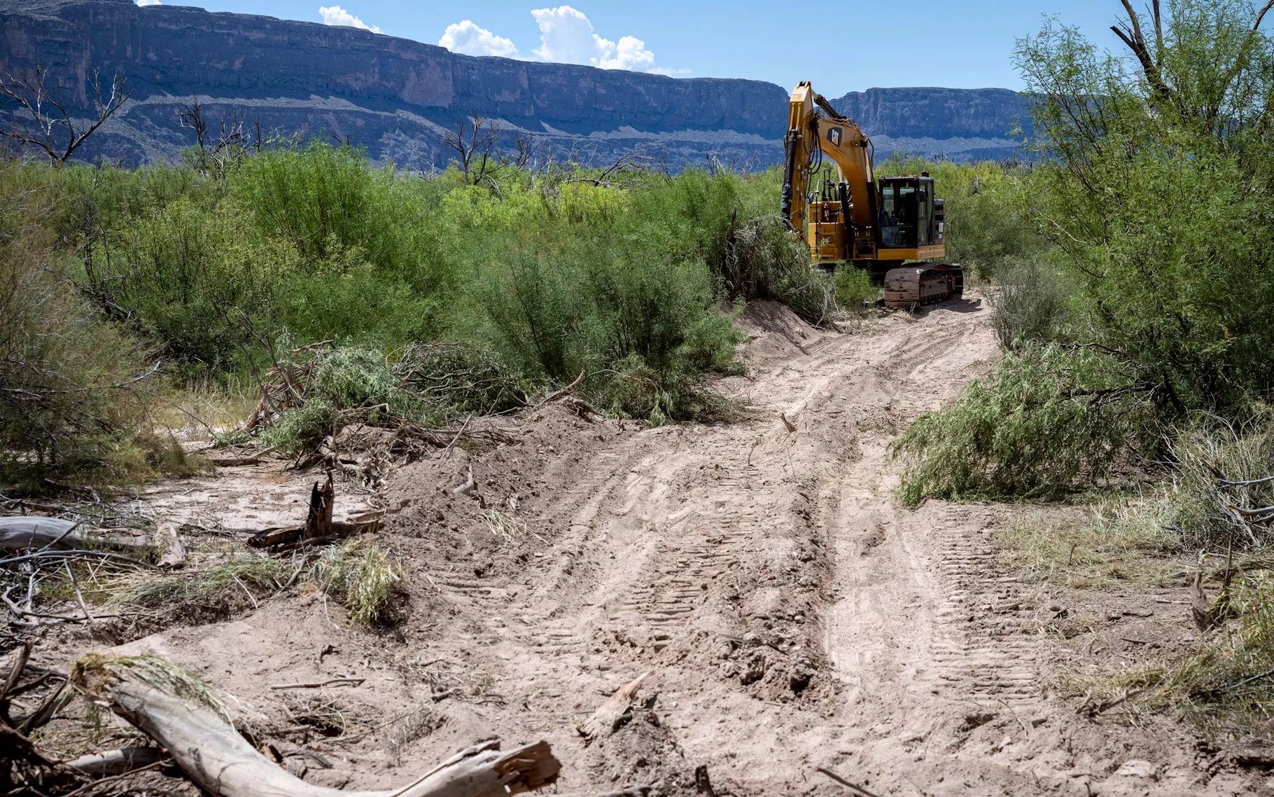 Construction machinery in Big Bend National Park on August 15, 2026. Ronaldo Schemidt/AFP via Getty